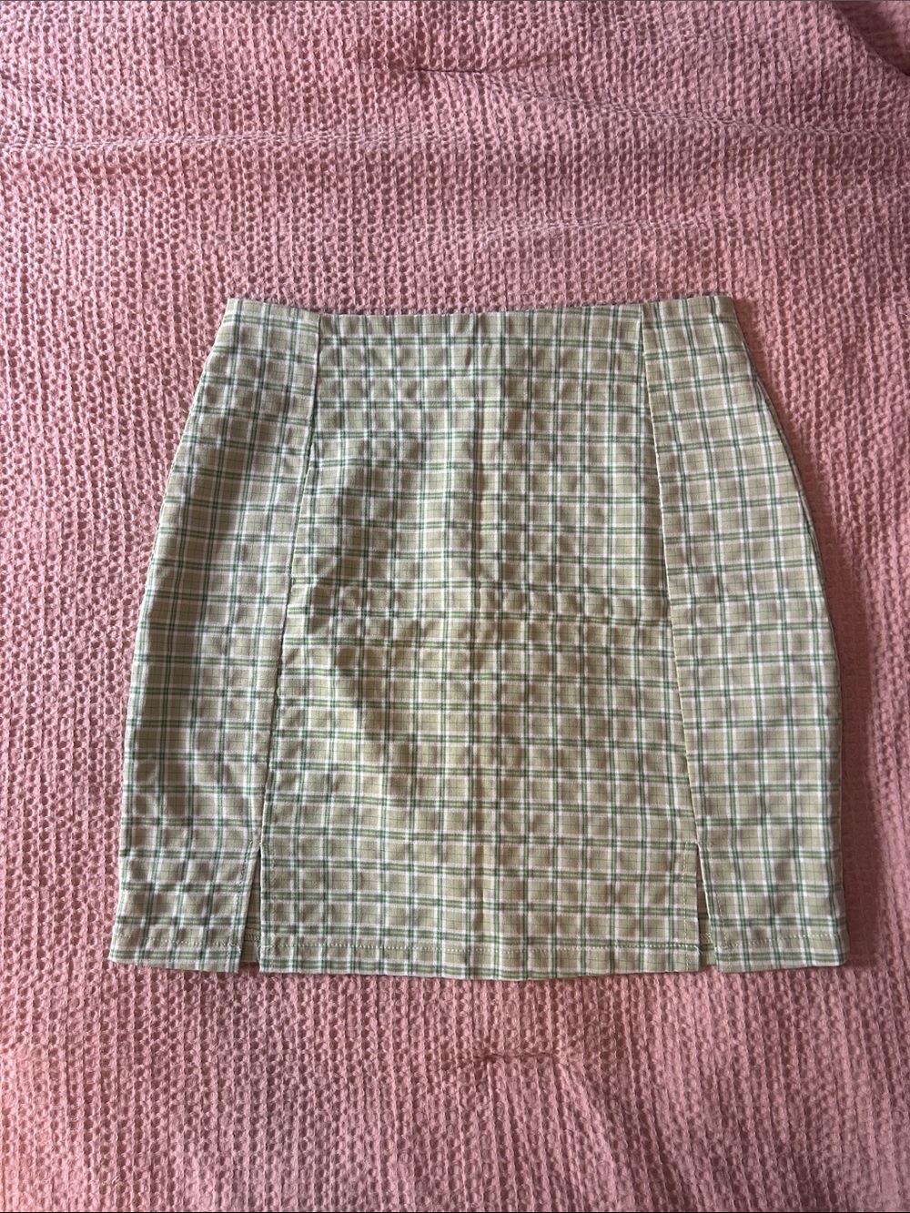Checked Beige Mini Skirt - Women's Plaid Skirt